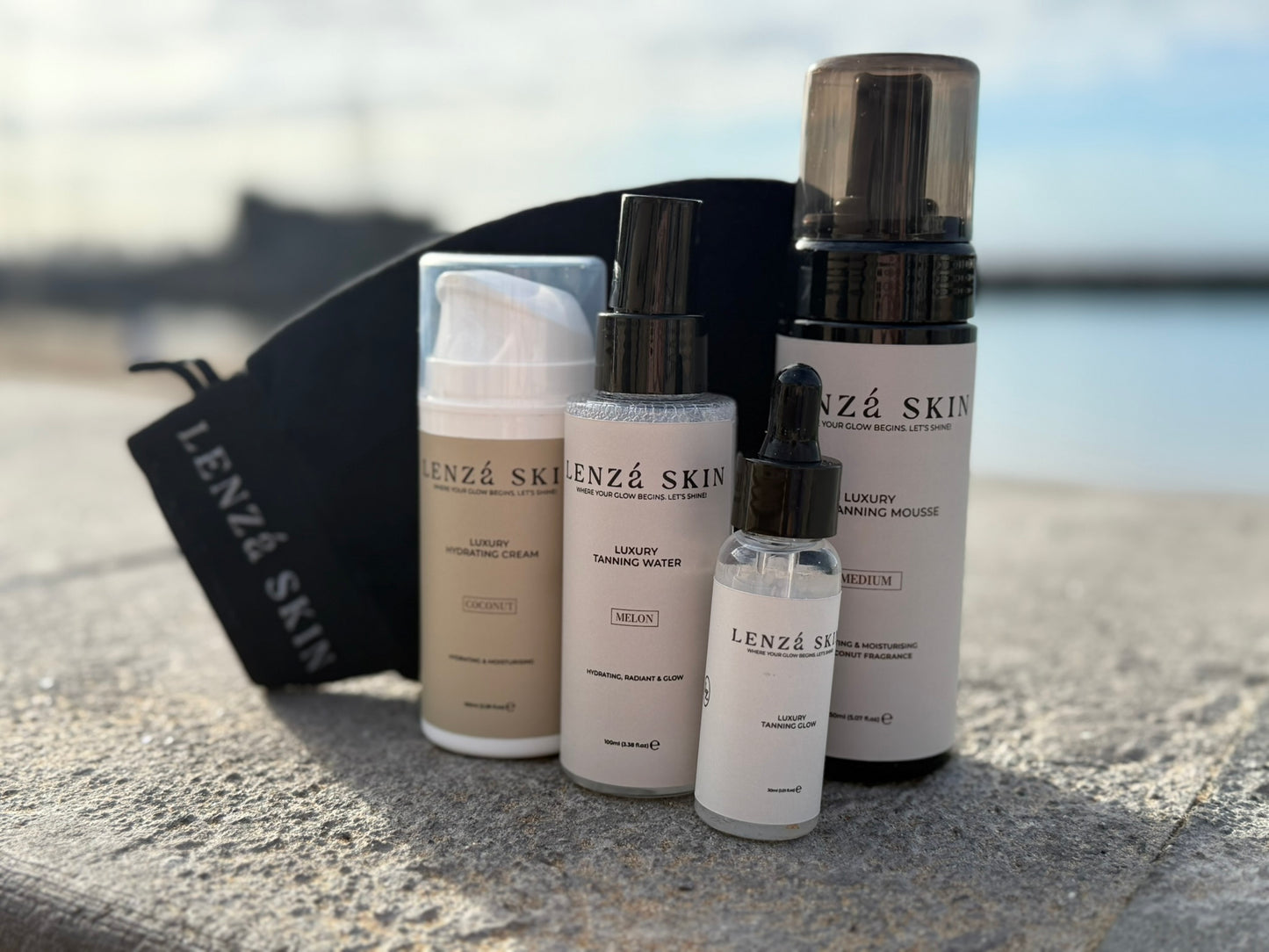 The Complete Glow Set: Tanning Mousse + Tanning Water + Tanning Drops + Hydrating Cream