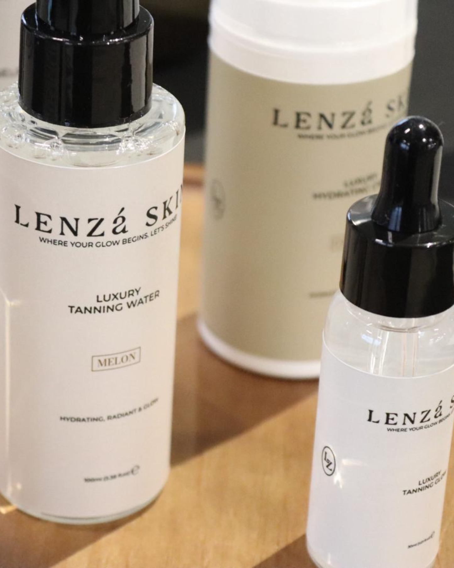 The Complete Glow Set: Tanning Mousse + Tanning Water + Tanning Drops + Hydrating Cream