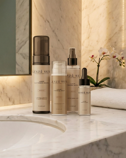The Complete Glow Set: Tanning Mousse + Tanning Water + Tanning Drops + Hydrating Cream